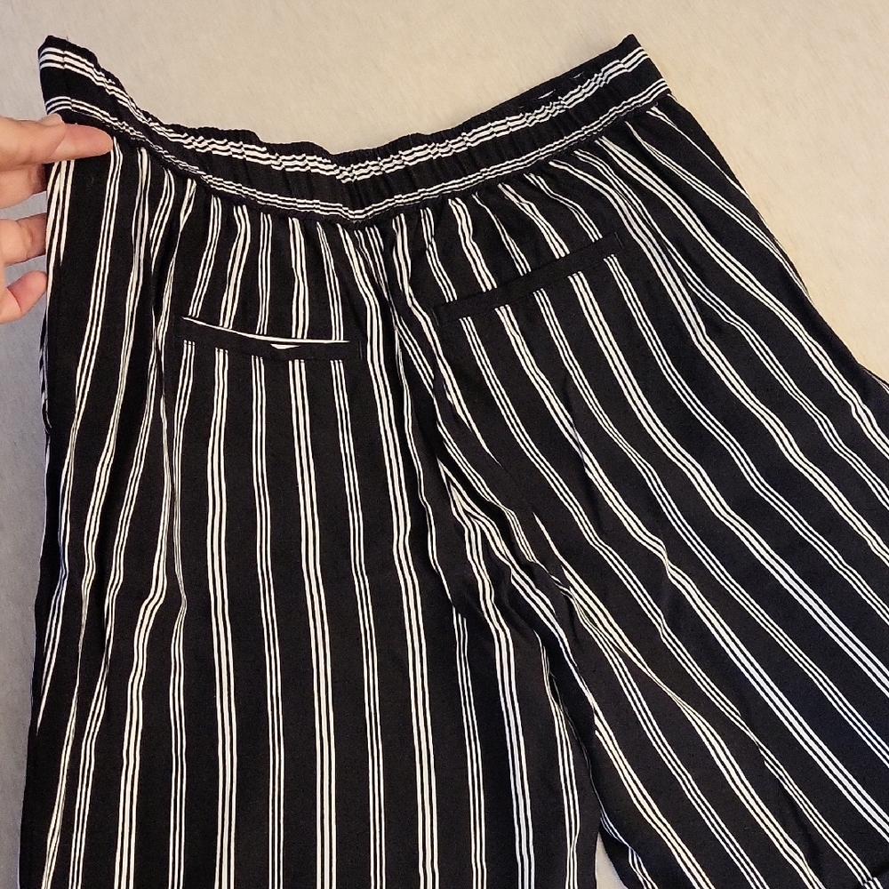 LOFT Black and White Striped Wide Leg Pants - Picture 5 of 5
